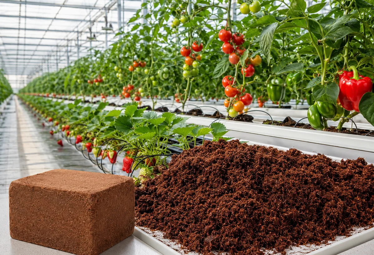 Greenhouse application using coco peat growing media