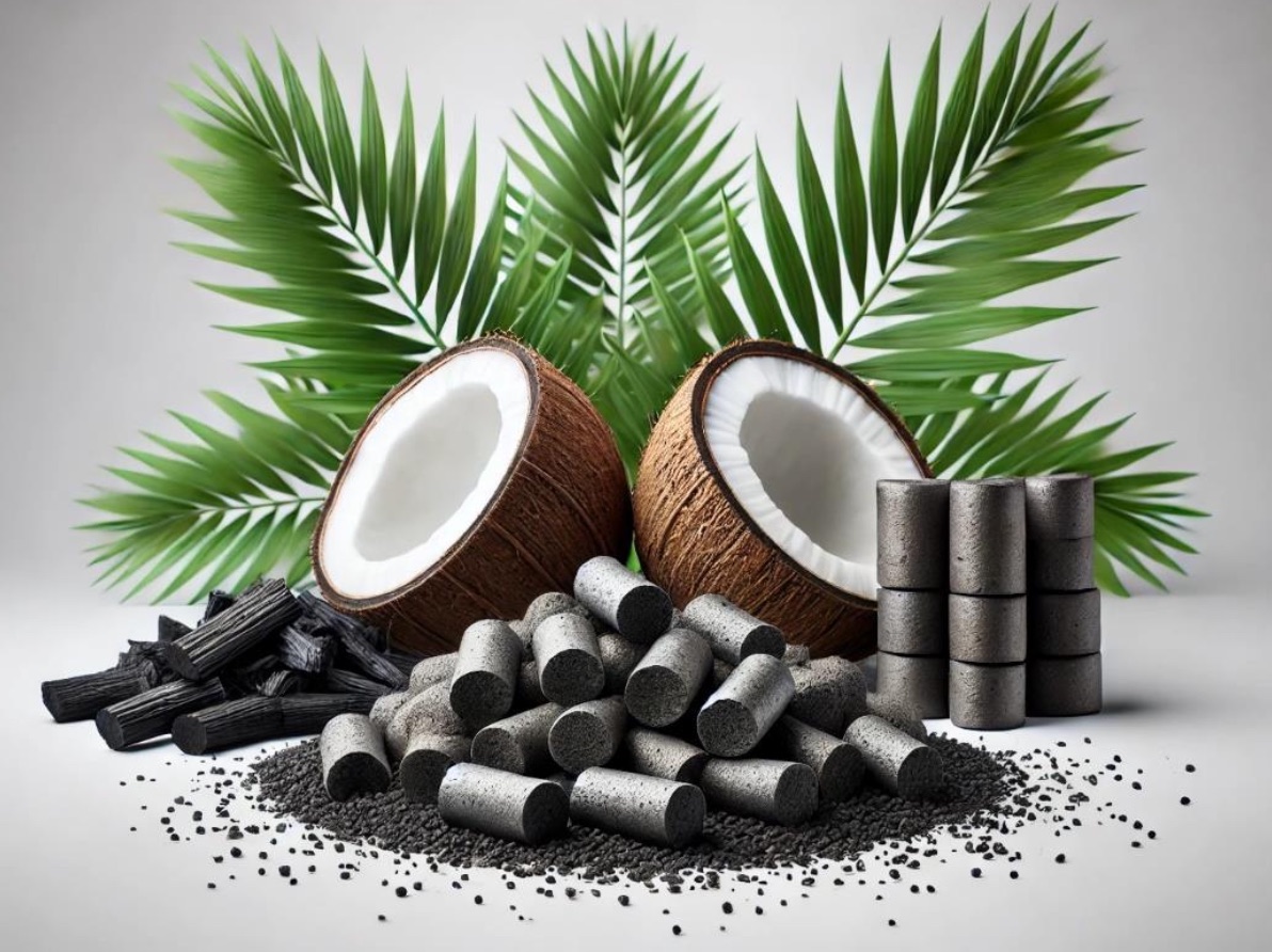 Coconut shell activated carbon in granular, powdered and pelletized forms