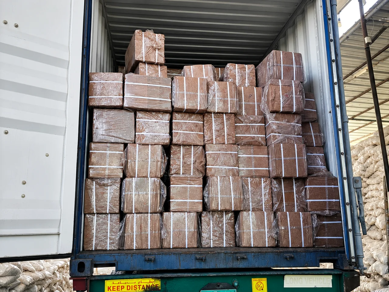 Container-ready coconut product export packing