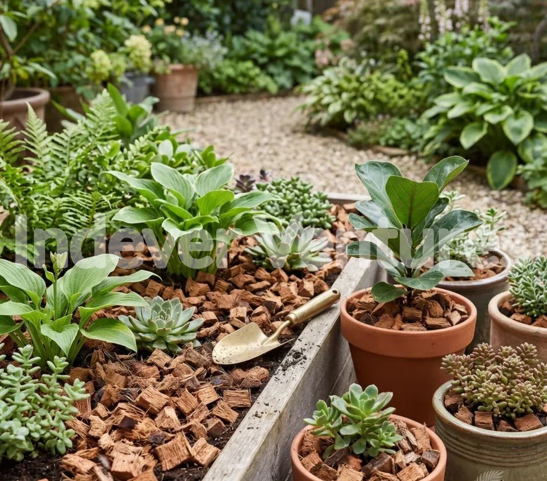Garden plants with coco chip growing media